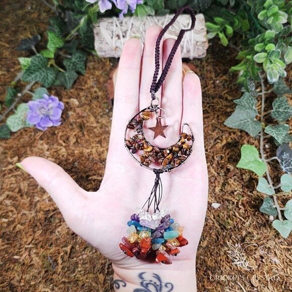 Handmade Tiger's Eye Crystal Moon Décor #7 - Picture 3 of 3